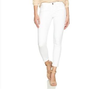 Joes Jeans Flawless The Icon Mid Rise Skinny Cropped White w/ Frayed Hem sz 25
